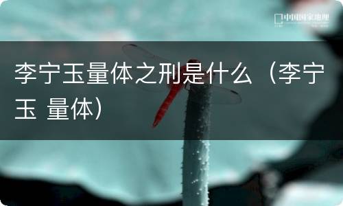 李宁玉量体之刑是什么（李宁玉 量体）