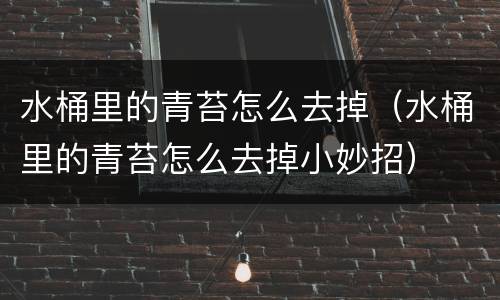 水桶里的青苔怎么去掉（水桶里的青苔怎么去掉小妙招）