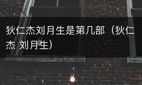 狄仁杰刘月生是第几部（狄仁杰 刘月生）