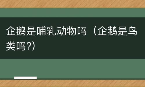 企鹅是哺乳动物吗（企鹅是鸟类吗?）
