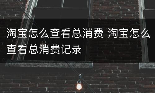 淘宝怎么查看总消费 淘宝怎么查看总消费记录