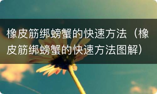 橡皮筋绑螃蟹的快速方法（橡皮筋绑螃蟹的快速方法图解）