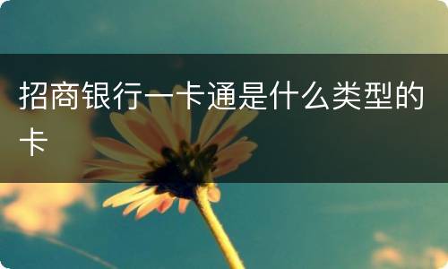 招商银行一卡通是什么类型的卡