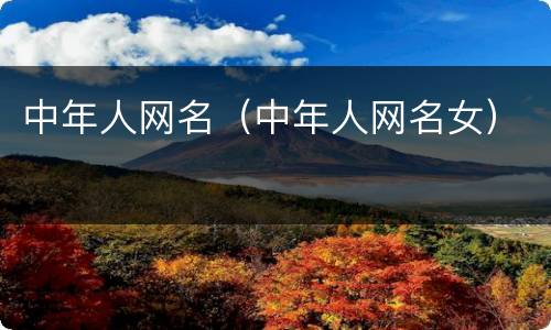 中年人网名(中年人网名女)