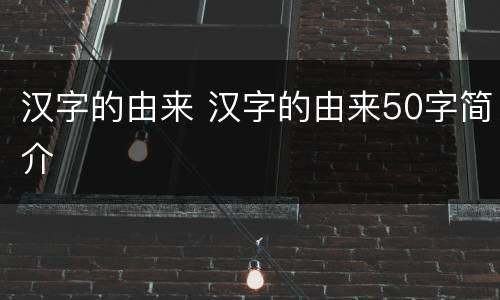 汉字的由来 汉字的由来50字简介