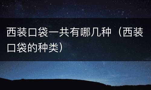 西装口袋一共有哪几种（西装口袋的种类）