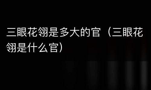 三眼花翎是多大的官（三眼花翎是什么官）