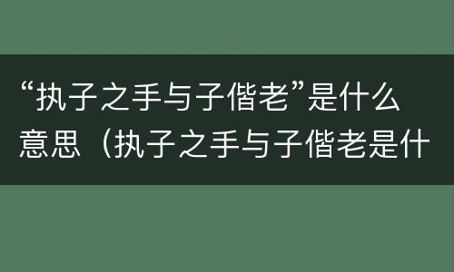 “执子之手与子偕老”是什么意思（执子之手与子偕老是什么意思战友情）