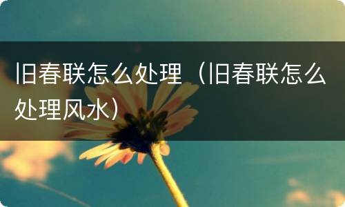 旧春联怎么处理（旧春联怎么处理风水）