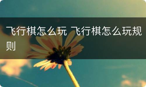 飞行棋怎么玩 飞行棋怎么玩规则