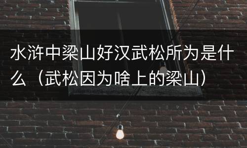 水浒中梁山好汉武松所为是什么（武松因为啥上的梁山）