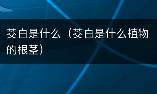 茭白是什么（茭白是什么植物的根茎）