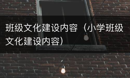 班级文化建设内容（小学班级文化建设内容）