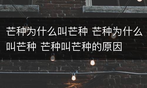 芒种为什么叫芒种 芒种为什么叫芒种 芒种叫芒种的原因