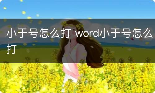 小于号怎么打 word小于号怎么打