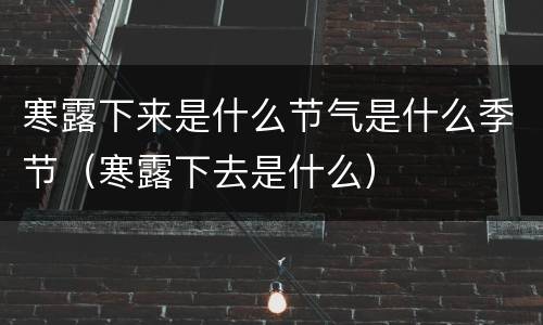 寒露下来是什么节气是什么季节（寒露下去是什么）