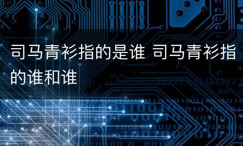 司马青衫指的是谁 司马青衫指的谁和谁