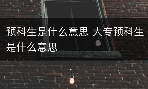 预科生是什么意思 大专预科生是什么意思