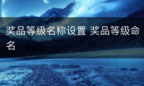 奖品等级名称设置 奖品等级命名