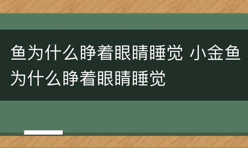 鱼为什么睁着眼睛睡觉 小金鱼为什么睁着眼睛睡觉