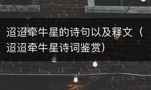 迢迢牵牛星的诗句以及释文（迢迢牵牛星诗词鉴赏）