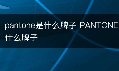 pantone是什么牌子 PANTONE是什么牌子