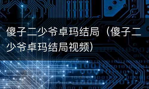傻子二少爷卓玛结局（傻子二少爷卓玛结局视频）