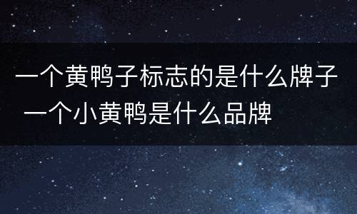 一个黄鸭子标志的是什么牌子 一个小黄鸭是什么品牌