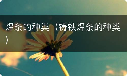 焊条的种类（铸铁焊条的种类）