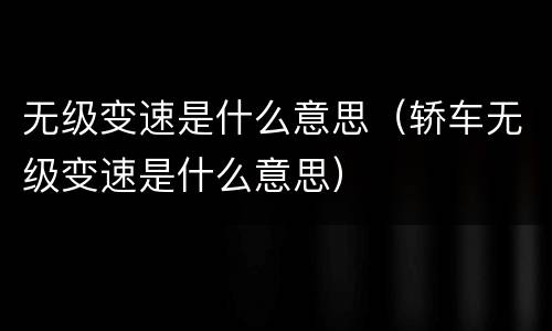 无级变速是什么意思（轿车无级变速是什么意思）