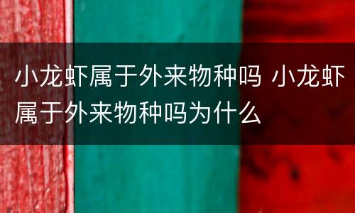 小龙虾属于外来物种吗 小龙虾属于外来物种吗为什么