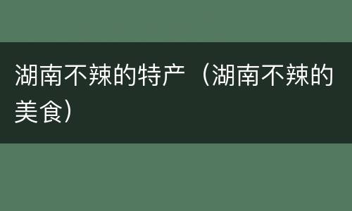 湖南不辣的特产（湖南不辣的美食）