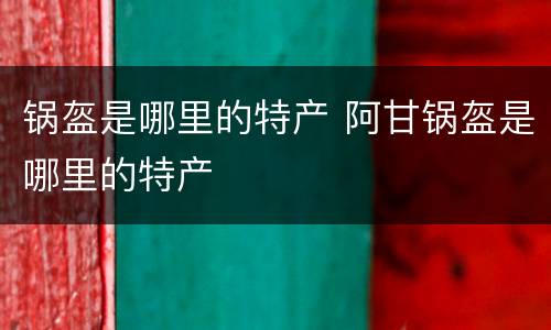 锅盔是哪里的特产 阿甘锅盔是哪里的特产