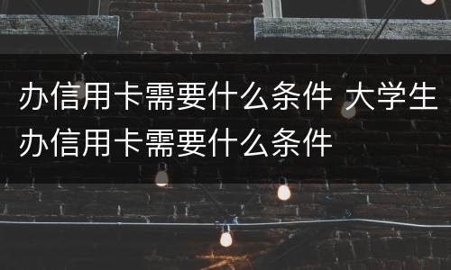 办信用卡需要什么条件 大学生办信用卡需要什么条件
