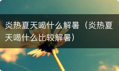 炎热夏天喝什么解暑（炎热夏天喝什么比较解暑）