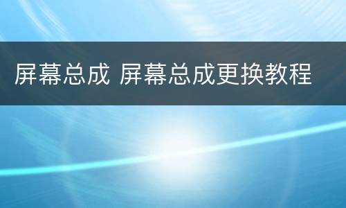 屏幕总成 屏幕总成更换教程