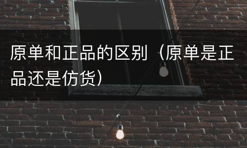 原单和正品的区别（原单是正品还是仿货）