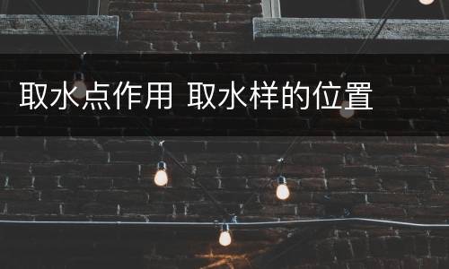 取水点作用 取水样的位置