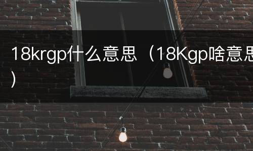 18krgp什么意思（18Kgp啥意思）