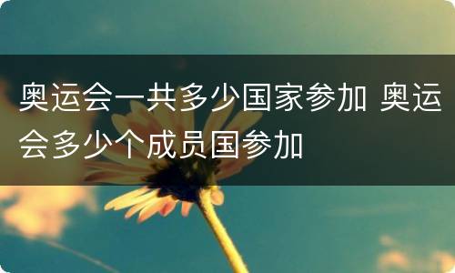 奥运会一共多少国家参加 奥运会多少个成员国参加
