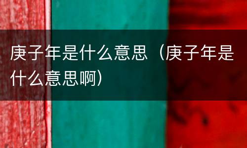 庚子年是什么意思（庚子年是什么意思啊）