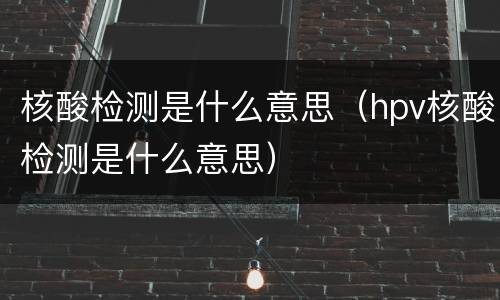 核酸检测是什么意思（hpv核酸检测是什么意思）