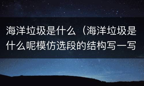 海洋垃圾是什么（海洋垃圾是什么呢模仿选段的结构写一写）