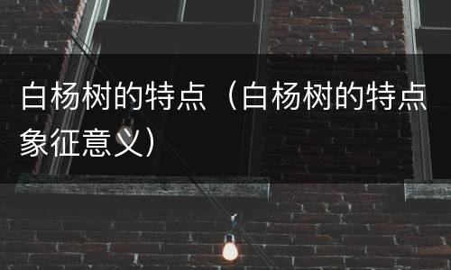 白杨树的特点（白杨树的特点象征意义）