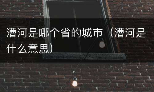 漕河是哪个省的城市（漕河是什么意思）
