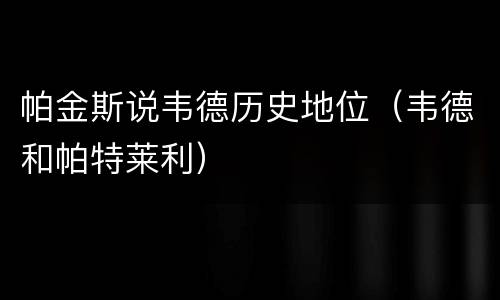 帕金斯说韦德历史地位（韦德和帕特莱利）