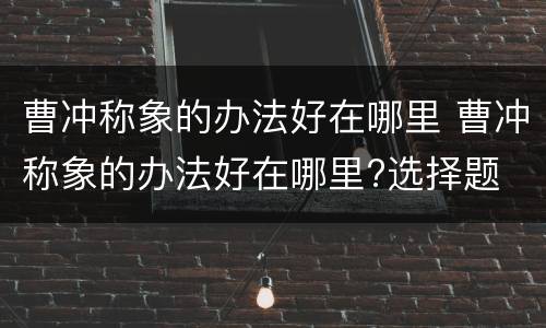 曹冲称象的办法好在哪里 曹冲称象的办法好在哪里?选择题