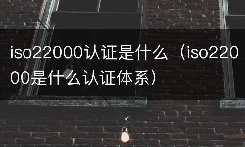 iso22000认证是什么（iso22000是什么认证体系）