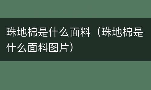 珠地棉是什么面料（珠地棉是什么面料图片）