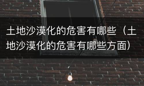 土地沙漠化的危害有哪些（土地沙漠化的危害有哪些方面）